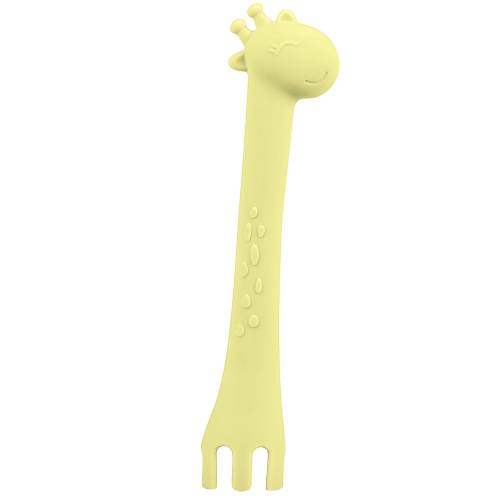 Lingurita din silicon 2 in 1 Giraffe Yellow