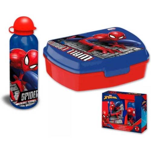 Set cutie sandwich si recipient lichide aluminiu 500ml SunCity Spiderman Wall EWA50006SP