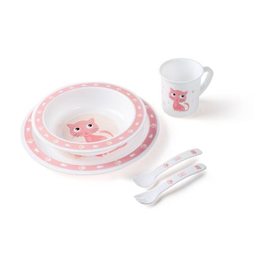 Set pentru masa din plastic Canpol cute animals cat pink 4401