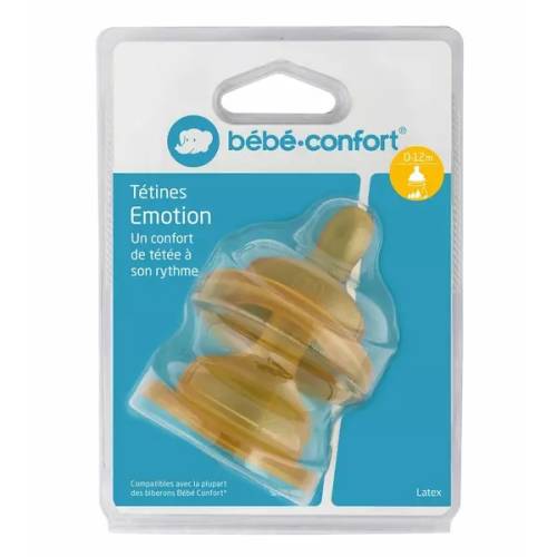 Set 2 tetine latex Bebe Confort Emotion S1 0-12 luni