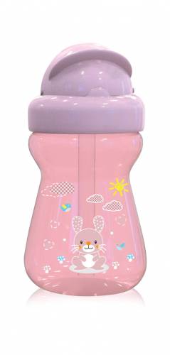Cana sport mini Animals cu pai moale si flexibil 6 luni+ 200 ml Blush Pink