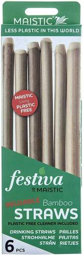 Pai din bambus pentru baut plastic free set 6 buc Maistic