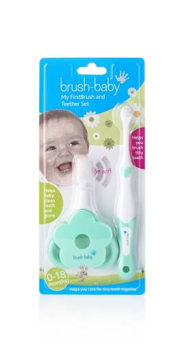 Set prima mea periuta si prima mea suzeta pentru igiena orala 0-18 luni Brush Baby