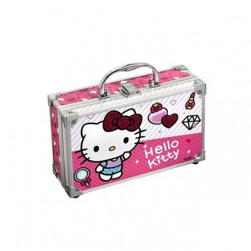 Cutie metalica Hello Kitty - cu accesorii de unghii si machiaj - pentru fetite