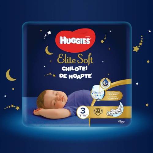 Scutece-chilotel de noapte Huggies Elite Soft Pants Overnight marimea 3 - 23 buc - 6-11 kg