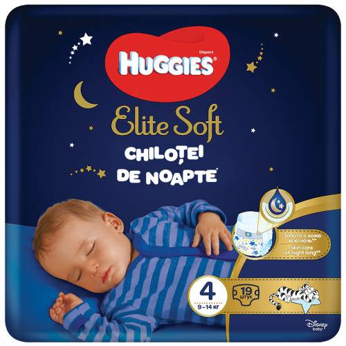 Scutece-chilotel de noapte Huggies Elite Soft Pants Overnight marimea 4 - 19 buc - 9-14 kg