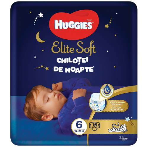 Scutece-chilotel de noapte Huggies Elite Soft Pants Overnight marimea 6 - 16 buc - 15-25 kg