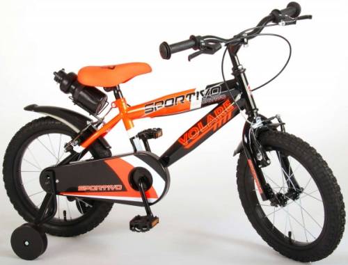 Bicicleta copii Volare Sportivo Portocalie 16 inch cu 2 frane de mana si sticla apa