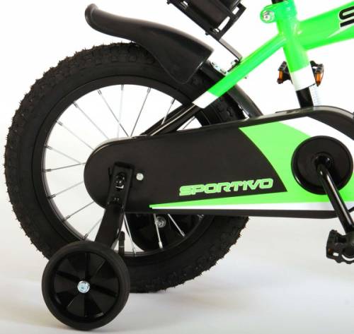 Bicicleta copii Volare Sportivo Verde 14 inch cu frana de mana si sticla apa