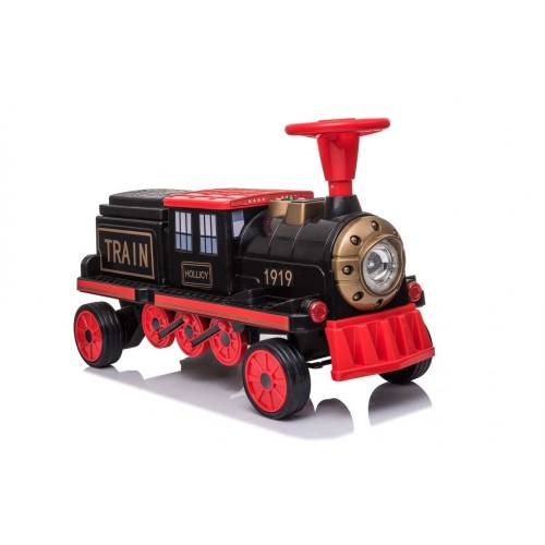 Locomotiva de tren electric pentru copii + un vagon cu motor negru