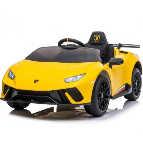 Masinuta electrica cu roti din cauciuc si scaun piele Lamborghini Huracan Yellow