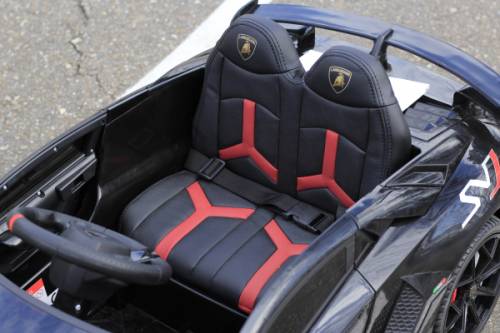 Masinuta electrica cu scaun din piele si roti EVA Lambourghini Aventador Black