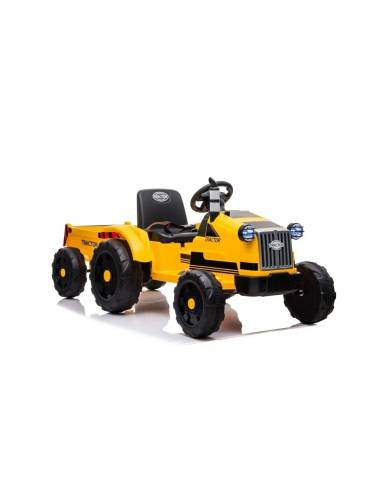 Tractor electric cu remorca pentru copii galben