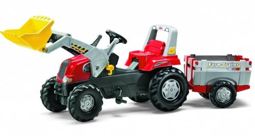 Tractor cu pedale Rolly Toys Junior cu remorca si cupa