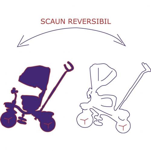 Tricicleta cu sezut reversibil Bebe Royal Paris Rosu