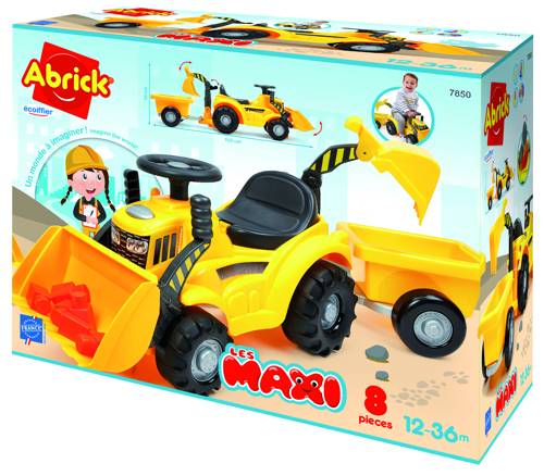 Tractoras cu remorca excavator si incarcator Backhoe Ride on Maxi Abrick Ecoiffier 7850