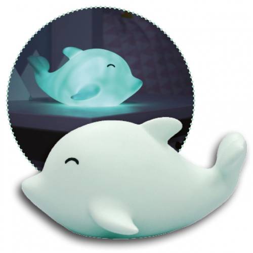 Lampa de veghe cu LED cu oprire cronometrata forma delfin albastra Lumilu Sea Life Dolphin Reer