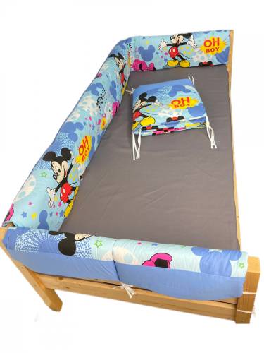 Set aparatori laterale Maxi pentru pat Montessori 120x200 cm Mickey Mouse pe albastru
