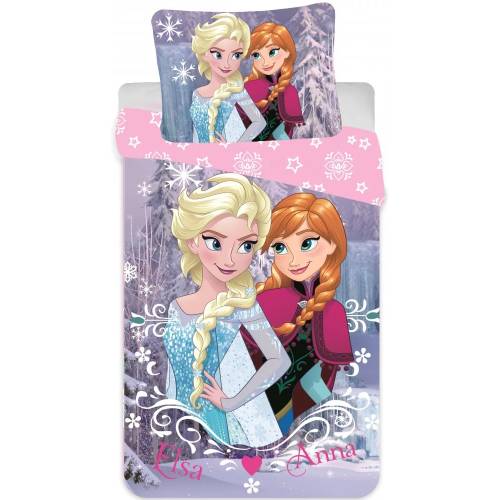 Set lenjerie pat copii Frozen Elsa and Anna 90x140 + 40x55 SunCity