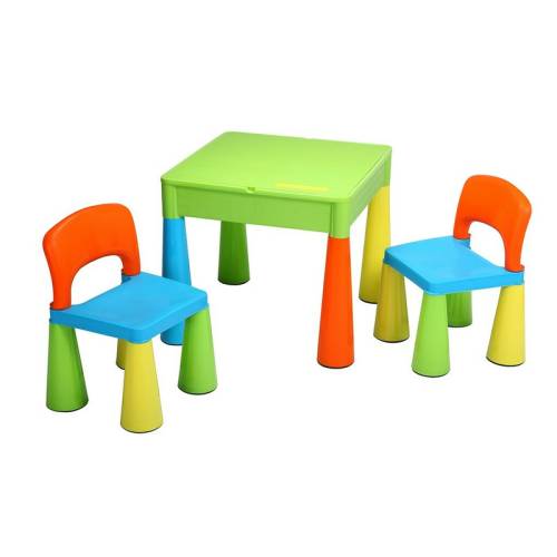 Set masuta si doua scaune New Baby cu parte reversibila Lego Duplo multicolor