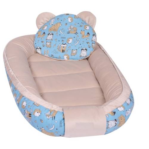 Baby Nest multifunctional catifea si bumbac Zoo Party