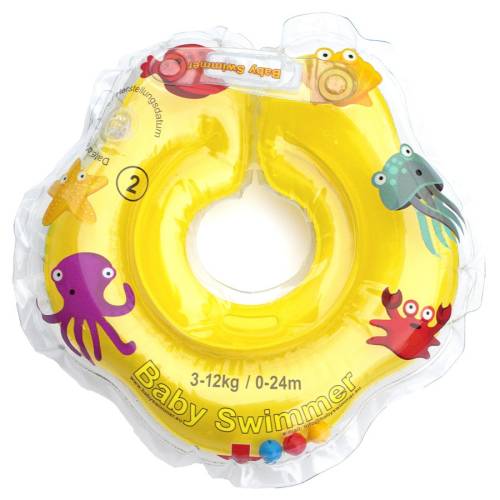 Colac de gat pentru bebelusi Babyswimmer galben cu zornaitoare 0-24 luni